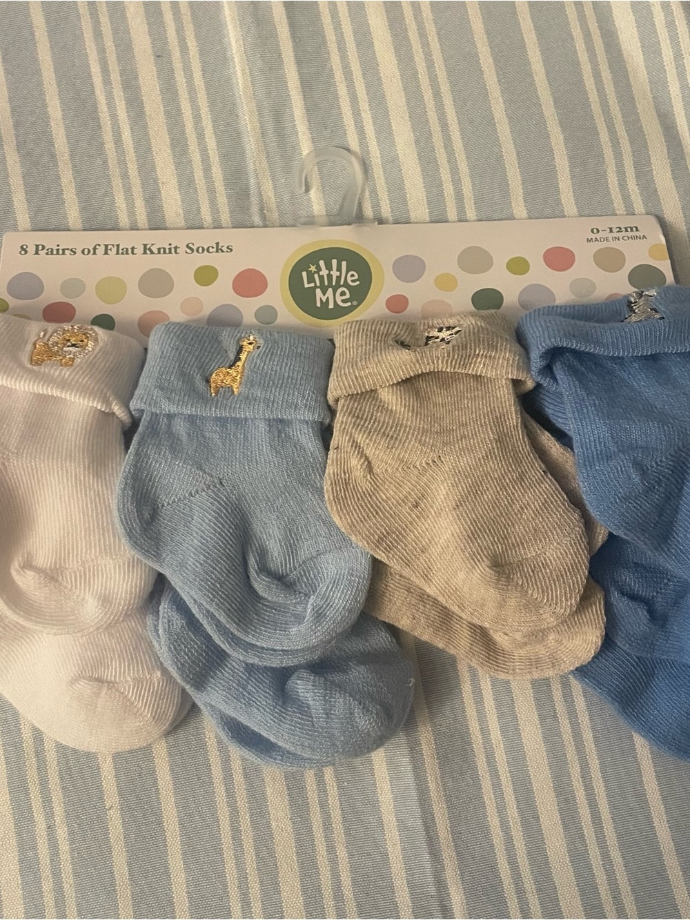 Little Me Infant Sock Pack in White, Light Blue, Beige